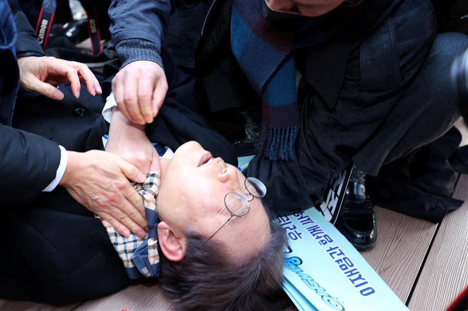 S. Korea's opposition party chief taken to hospital after being attacked